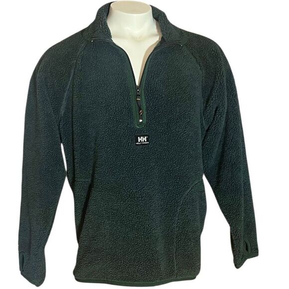 Helly Hansen Men’s Work Wear Green Qtr. Zip Sherpa Long Sleeve Sweater Sz M - Picture 1 of 8